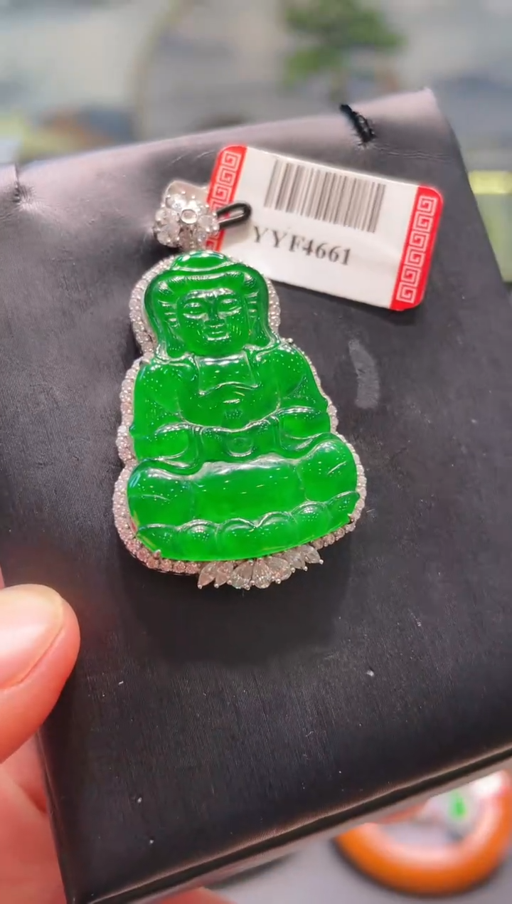 【闪购商品】翡翠颈饰18K金镶嵌A60天然A货翡翠