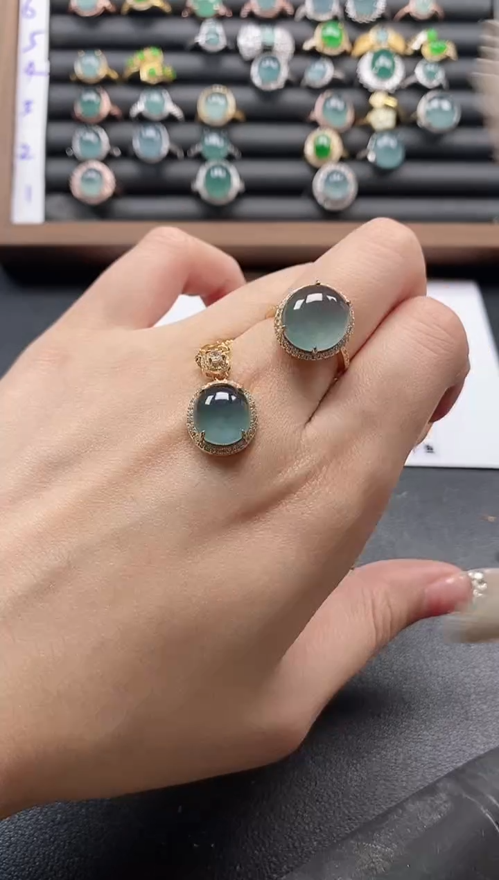 银S925镶嵌戒指翡翠51511