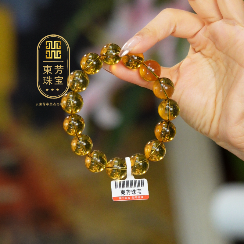 東芳珠宝-15mm墨西哥天然3A净水蓝珀手串圆珠琥珀手串时尚珠宝
