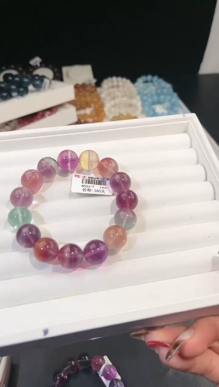 【闪购商品】萤石手链未镶嵌多样性发一彩萤石14mm