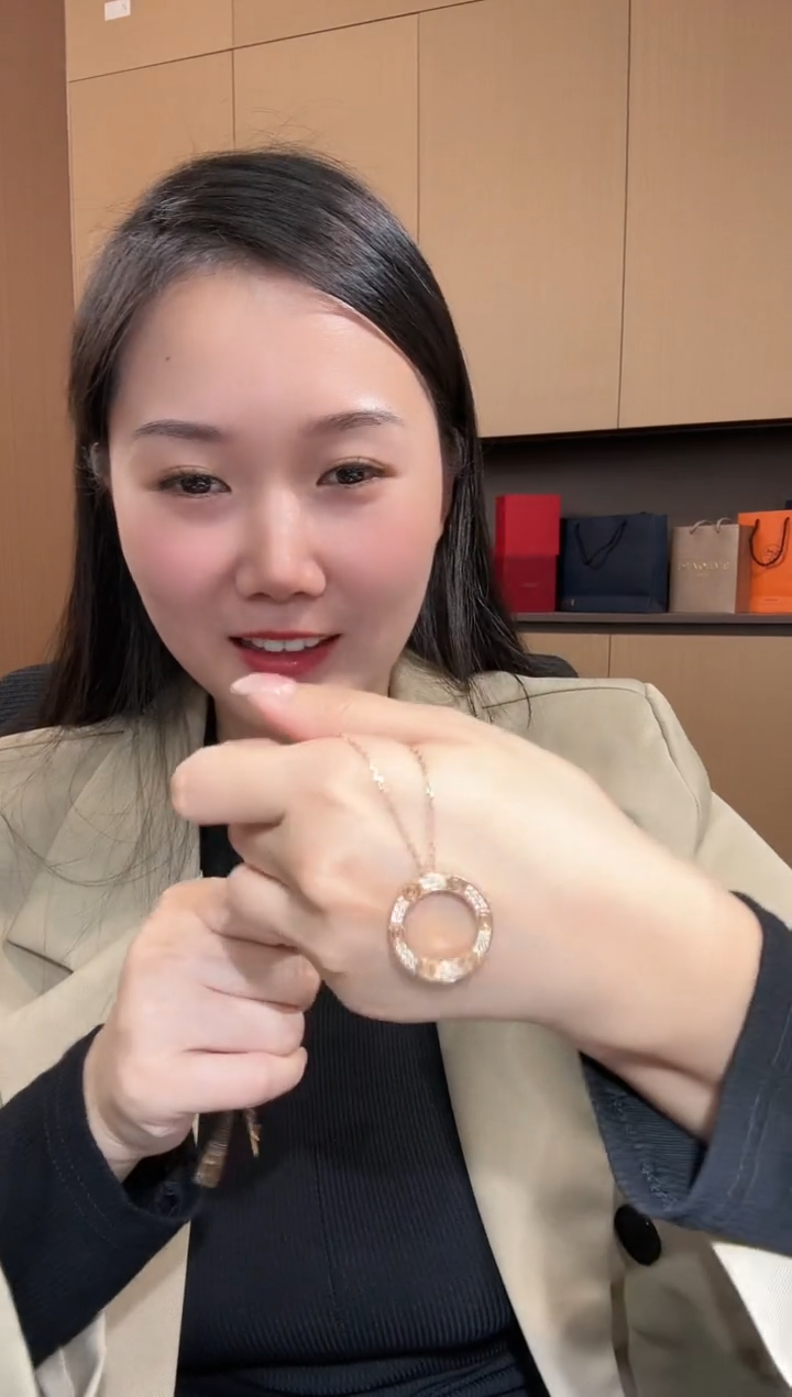 【闪购商品】钻石套链18K金镶嵌k玫大饼套链