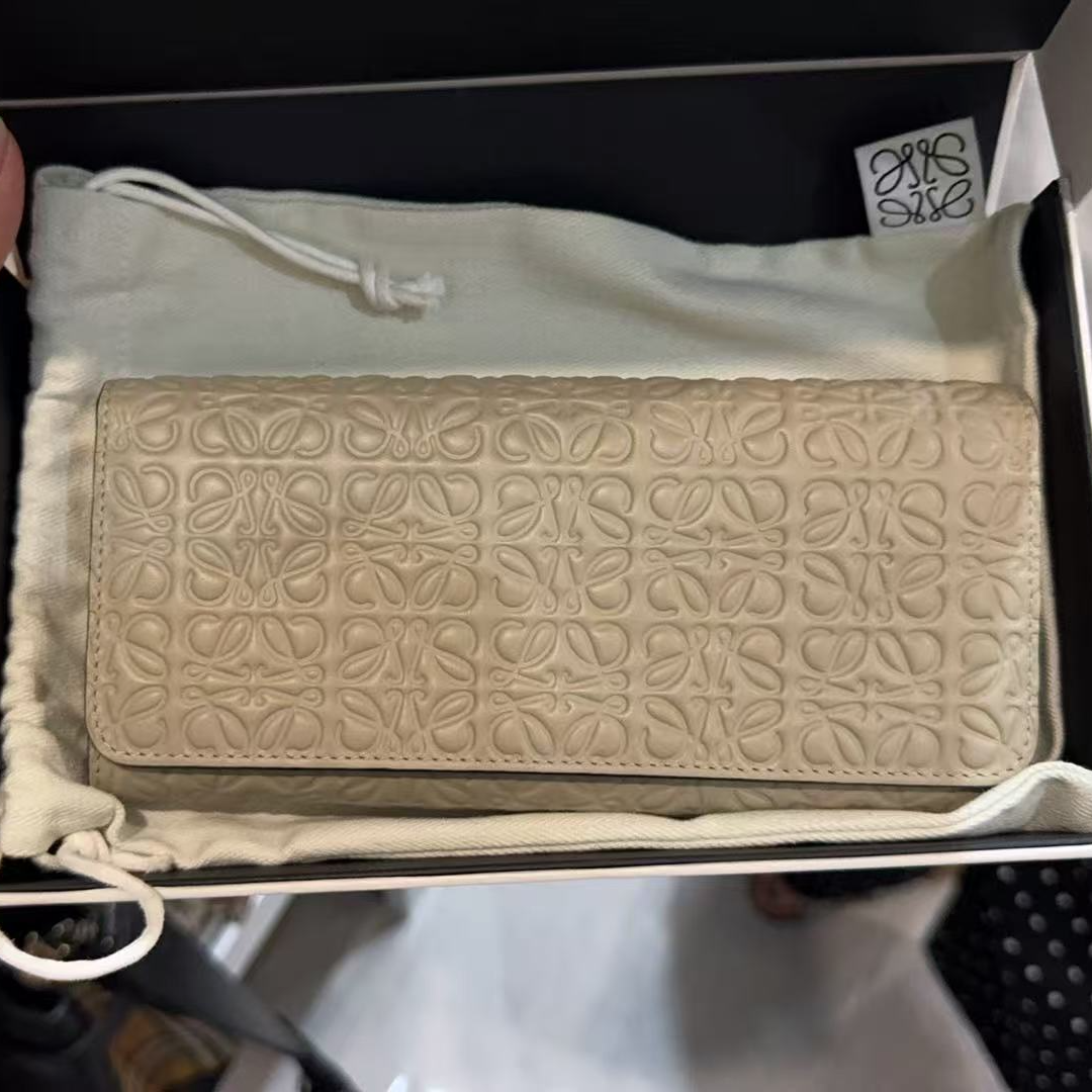 99新 LOEWE/罗意威 【静文】 灰 牛皮 钱包/BGB900610002
