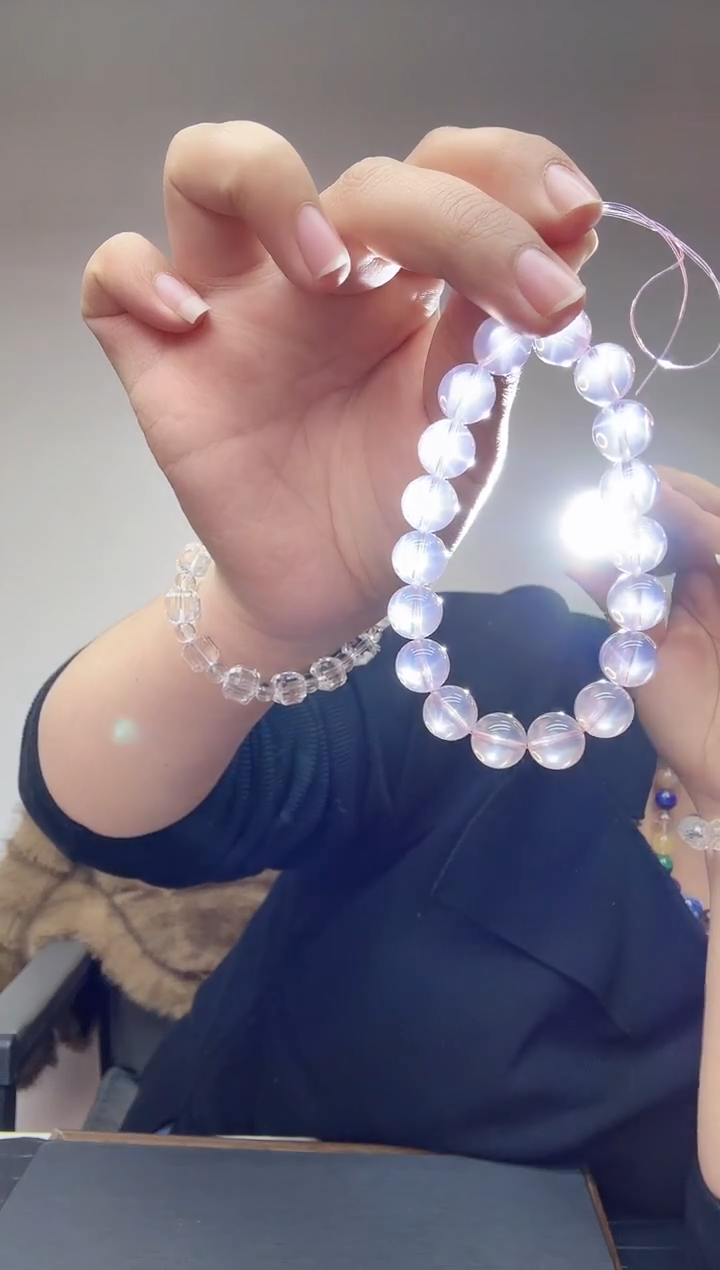 未镶嵌手链水晶天然六芒星光粉水晶手链45