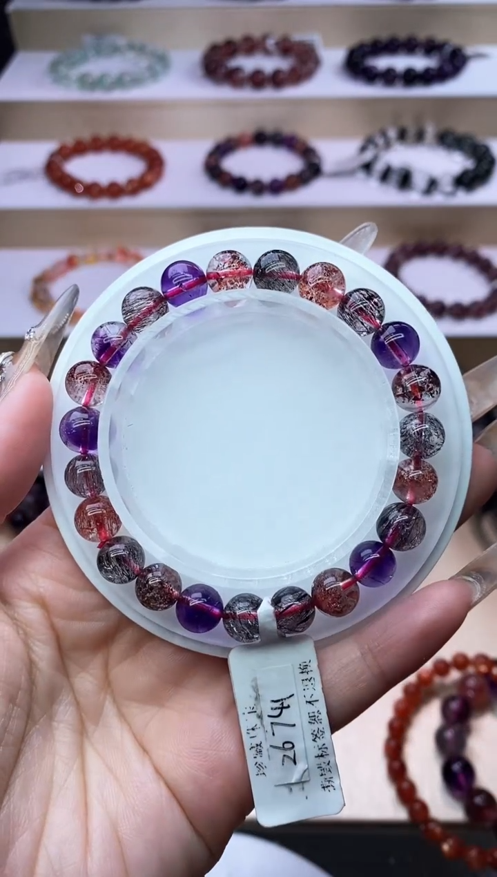 【闪购商品】水晶手链未镶嵌黑加仑超七单圈8m+