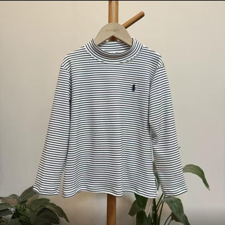 儿童骑士条纹一体绒打底衫6593