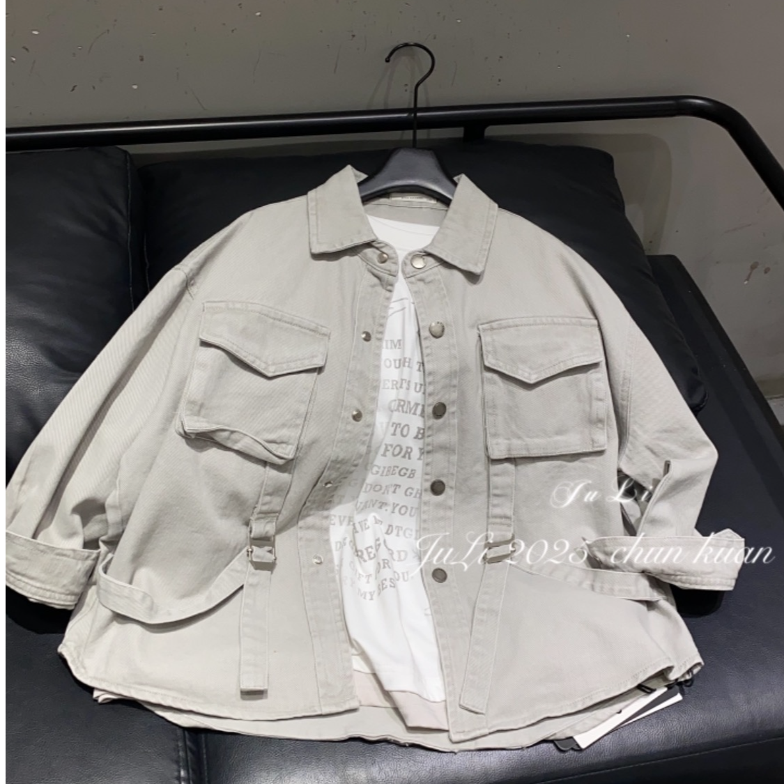 里 2025【Y】3月2日 儿童男女童时尚灰色牛仔衬衫2551-