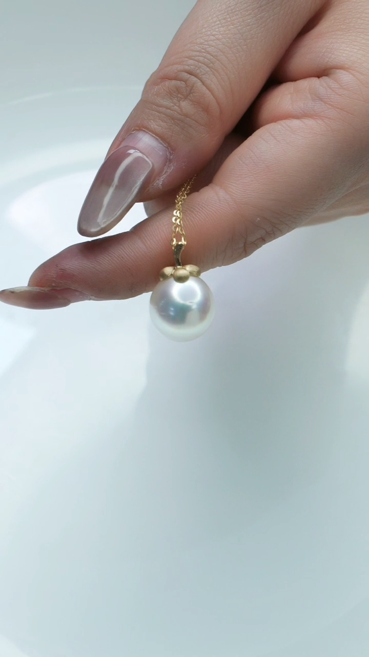 【闪购商品】海水珍珠吊坠(赠链)18K金镶嵌柿柿如意澳白吊坠