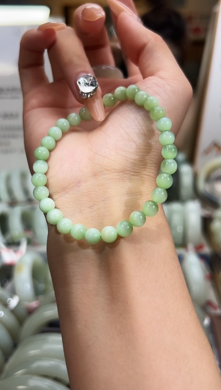 手串未镶嵌和田玉黑羊洞碧玉手串卡6