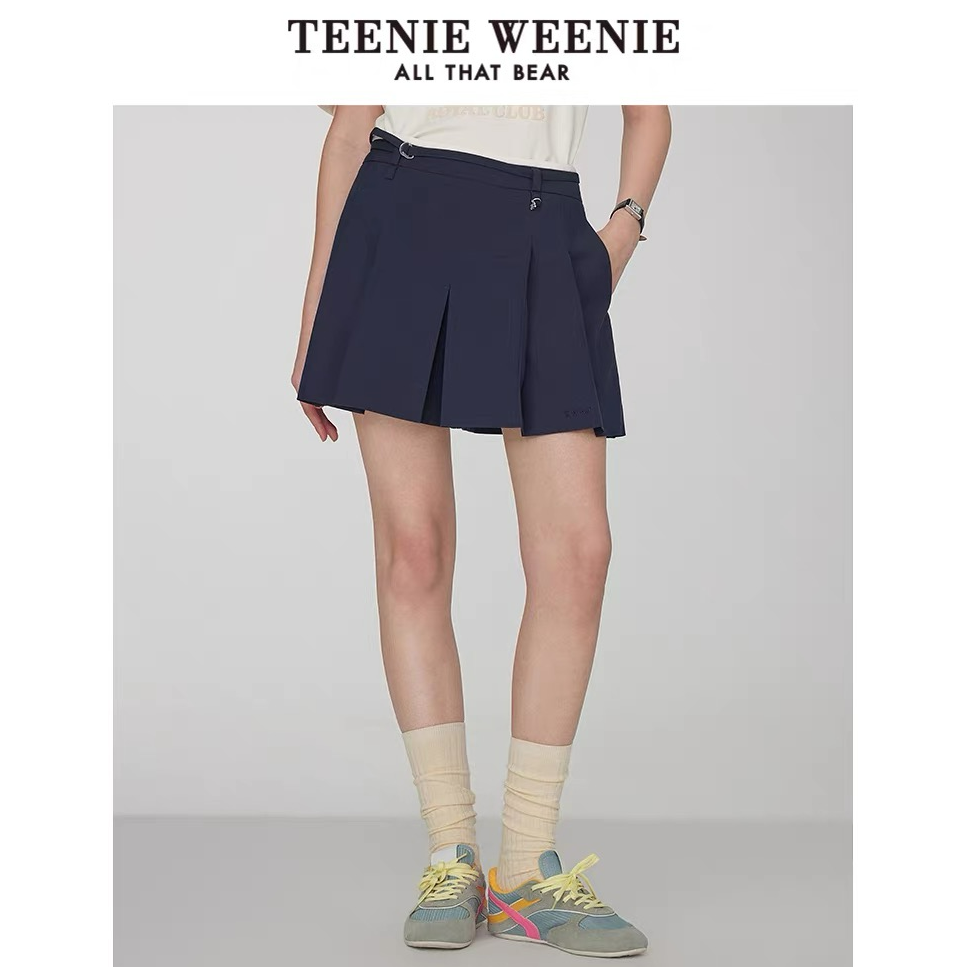 Teenie Weenie小熊女装2025夏季新款TTWH252502W纯色百搭百褶裙