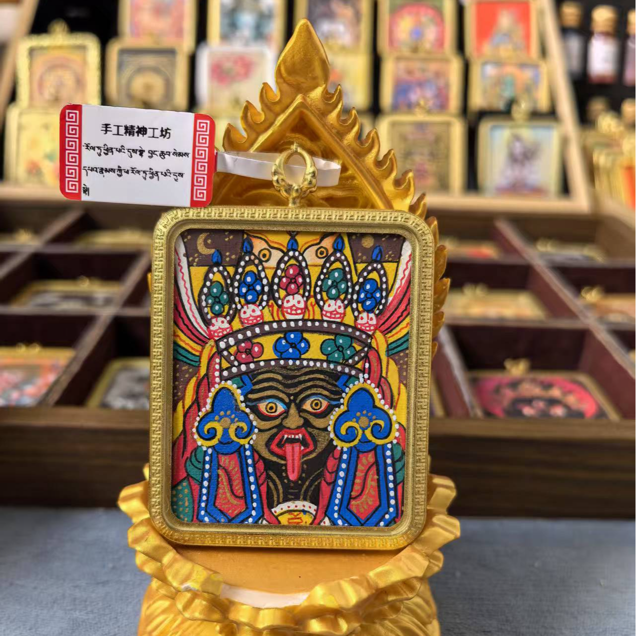 唐卡纯手绘扎基娘娘扎基拉姆本尊纯铜壳子矿物颜料【纯手福利款】