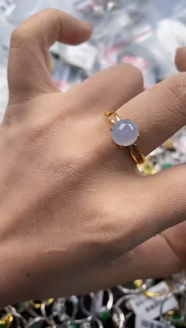 银S925镶嵌戒指翡翠777---8