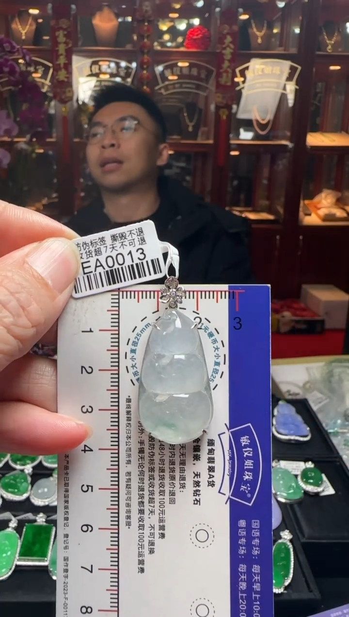 【闪购商品】翡翠颈饰18K金镶嵌EA0013高冰富贵豆