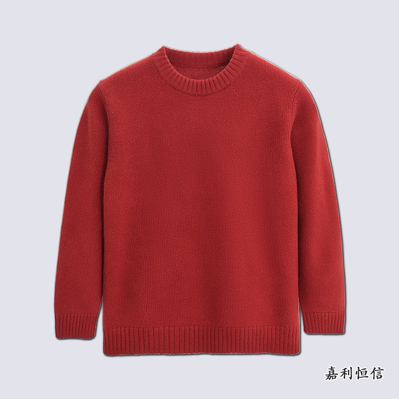 【匠心工艺】经典纯色小萌娃可爱加厚纯山羊绒儿童圆领套衫