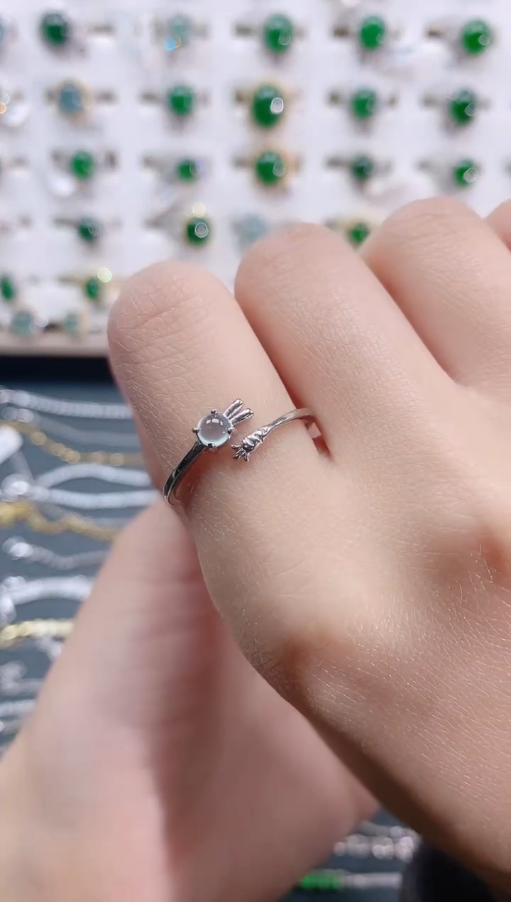【闪购商品】翡翠戒指银S925镶嵌天然翡翠