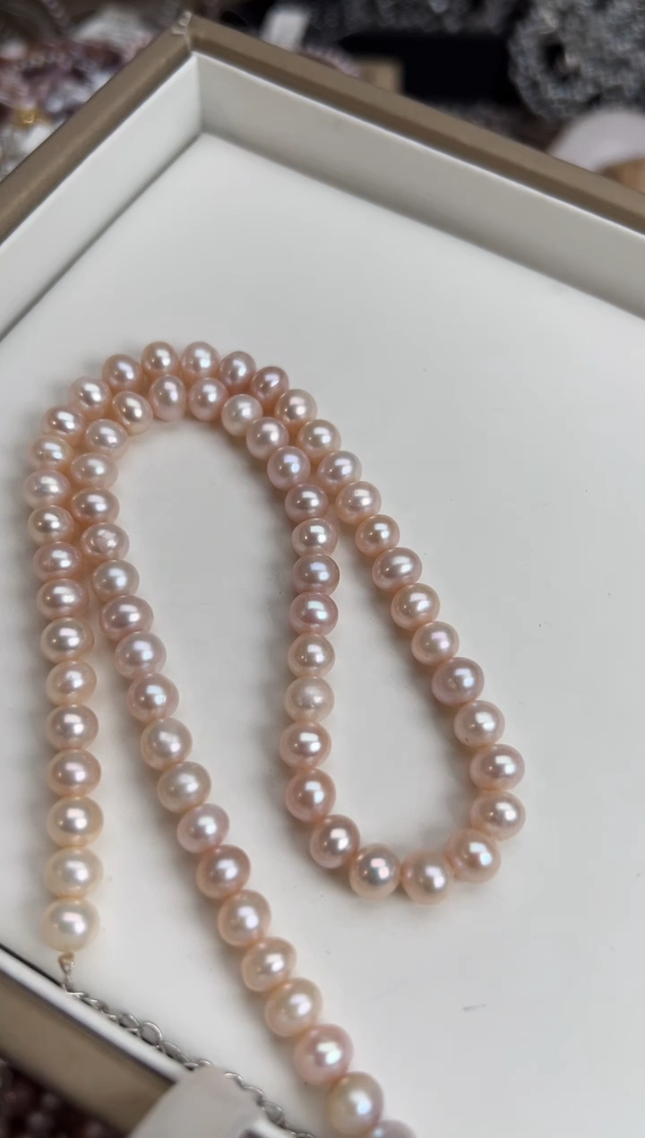 未镶嵌48淡水珍珠无核*强光珍珠项链7mm左右