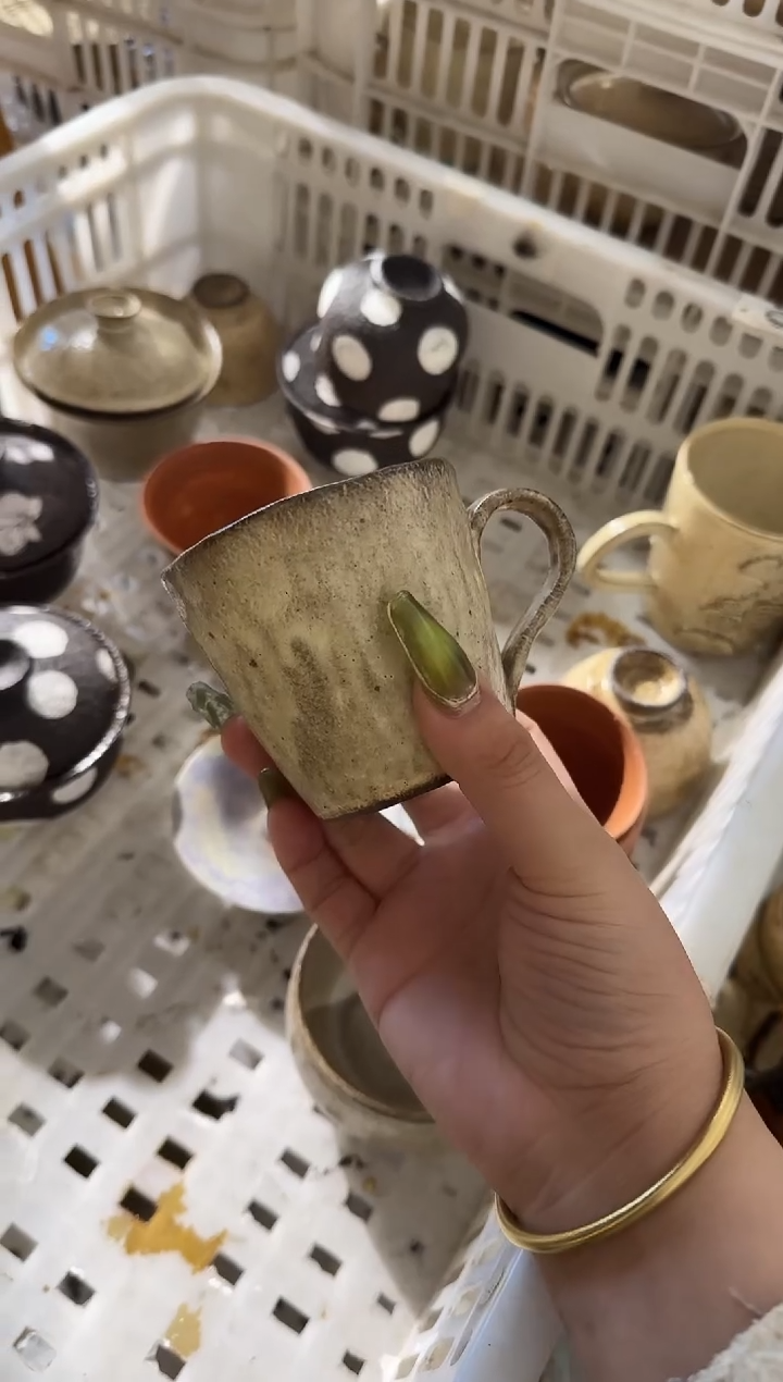 瓷片手作手捏咖啡杯