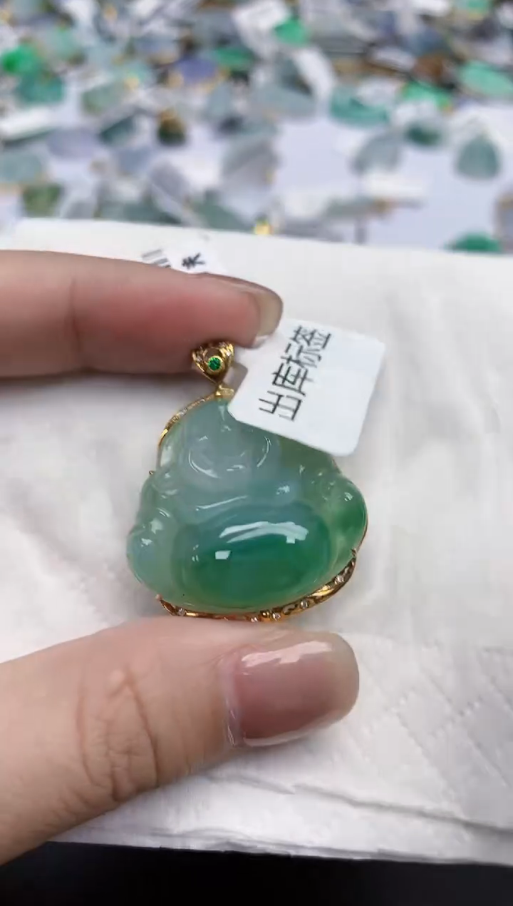 【闪购商品】翡翠颈饰18K金镶嵌天然缅甸翡翠A货