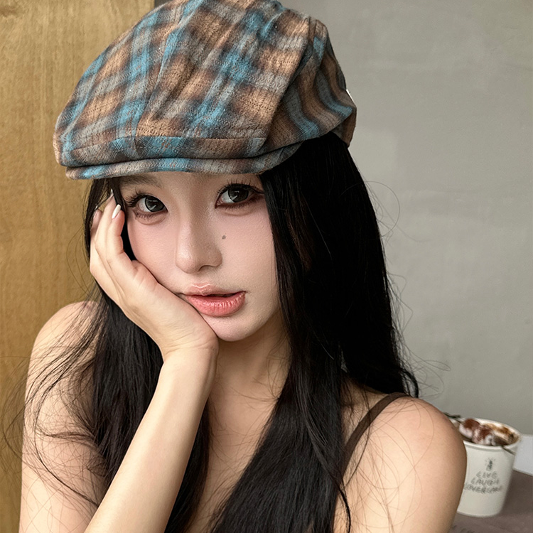 日系前进帽女夏季大头围显脸小贝雷帽休闲复古百搭报童帽学生帽子
