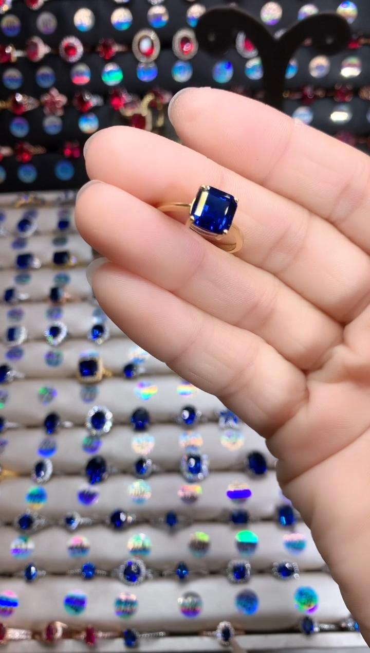 【闪购商品】蓝宝石戒指银S925镶嵌金色