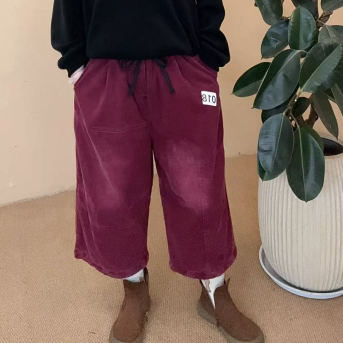 早春新款加绒加厚灯芯绒裤子