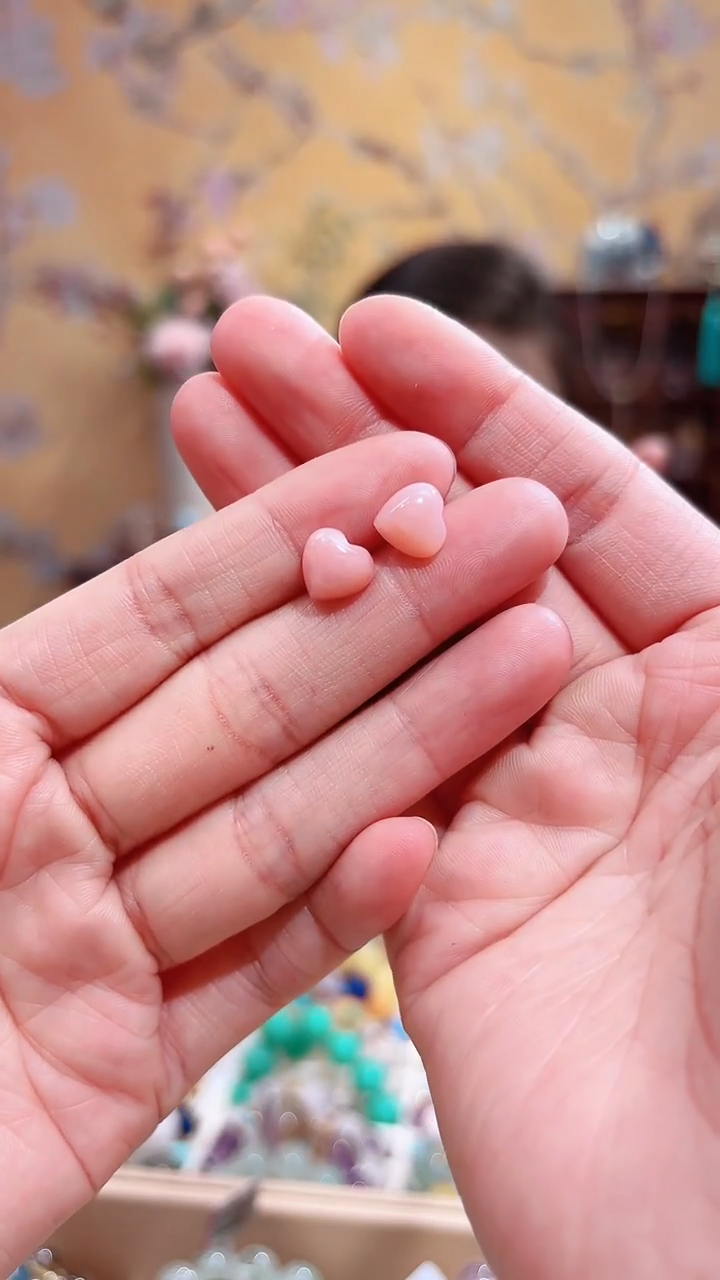 银S925镶嵌蛋白石珠宝奇石天然粉澳宝，蜜桃粉