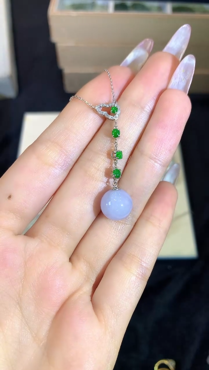 【闪购商品】翡翠18K金镶嵌套链a57时尚wcy