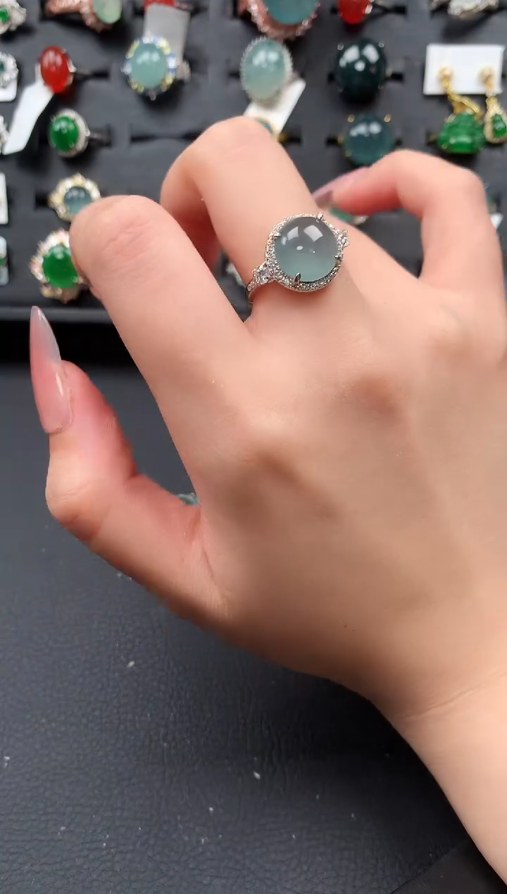 【闪购商品】翡翠戒指银S925镶嵌52141