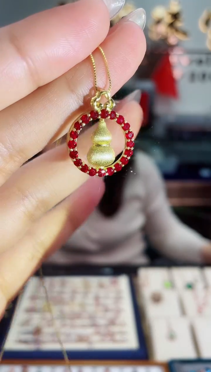 【闪购商品】红宝石颈饰银S925镶嵌吊坠