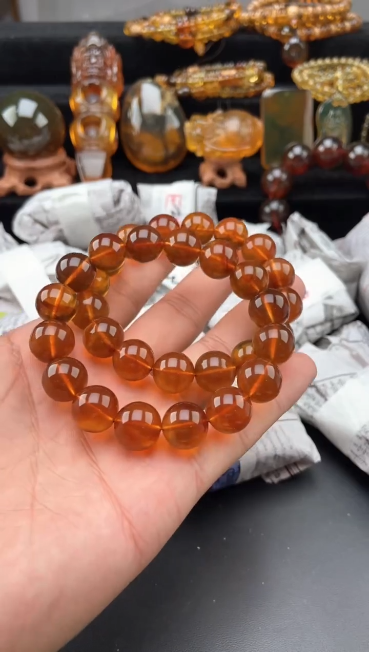 【闪购商品】未镶嵌琥珀手链金棕红手串【多样性发货其中一】