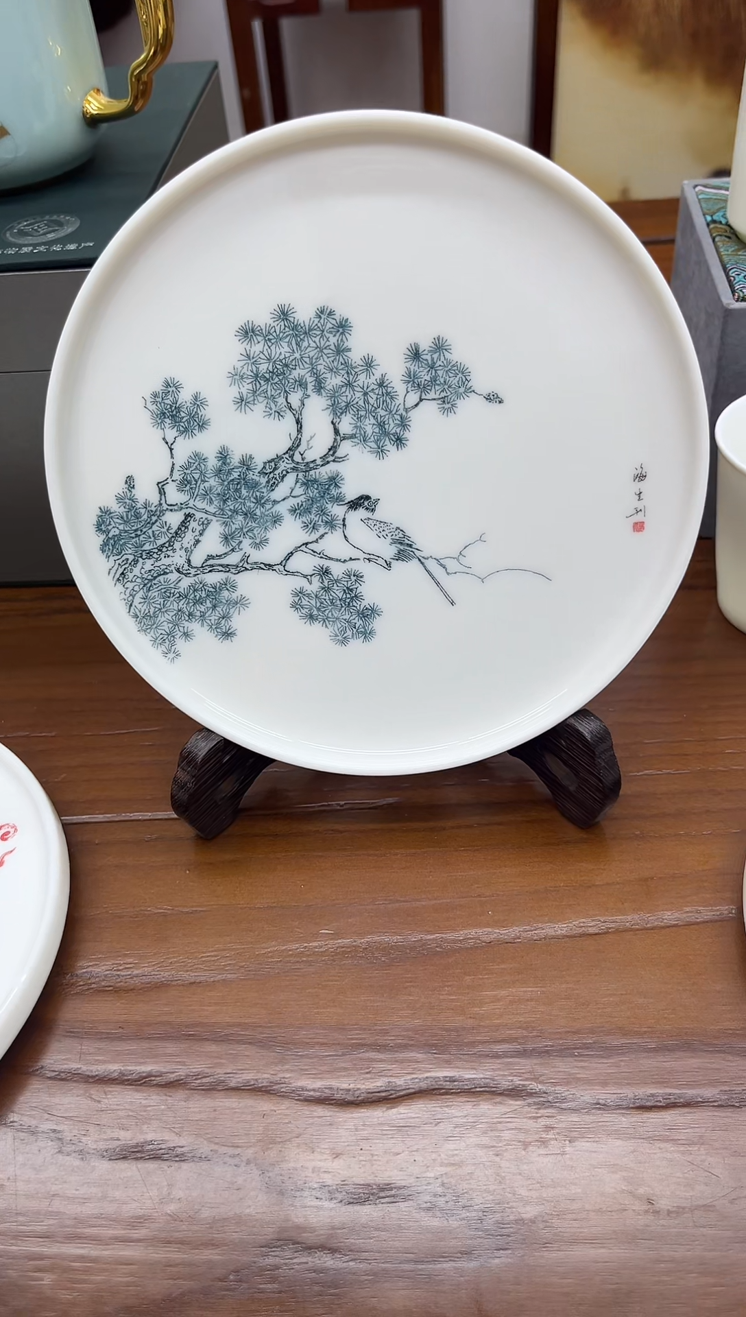 茶盘松树喜鹊999