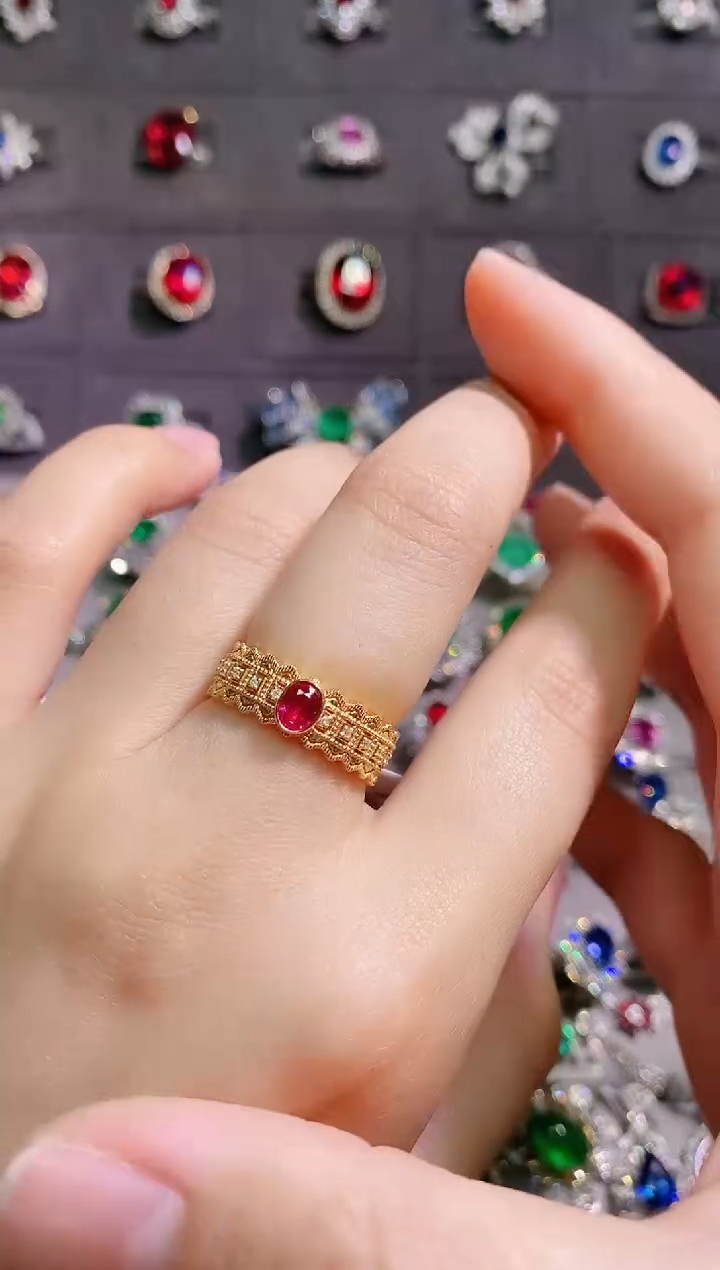 【闪购商品】红宝石18K金戒指18K金镶嵌--