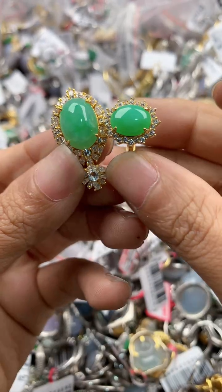 银S925镶嵌戒指翡翠7777----1