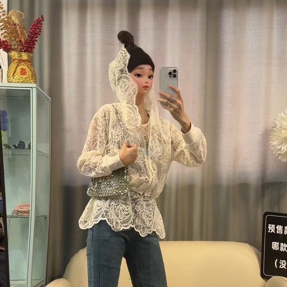 【文乐乐】春季新款洋气高级气质时尚休闲潮流百搭连帽提花外套530