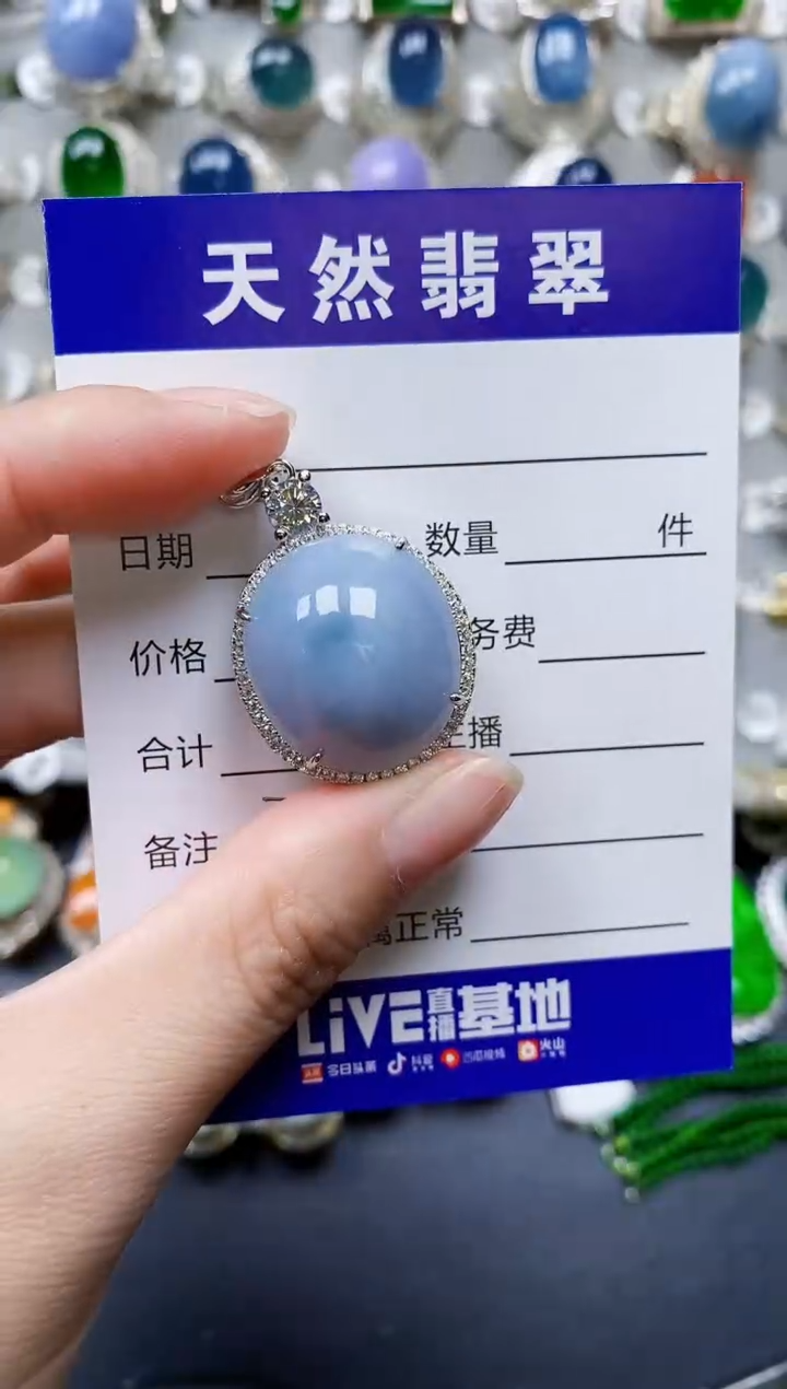 翡翠银S925镶嵌颈饰0370