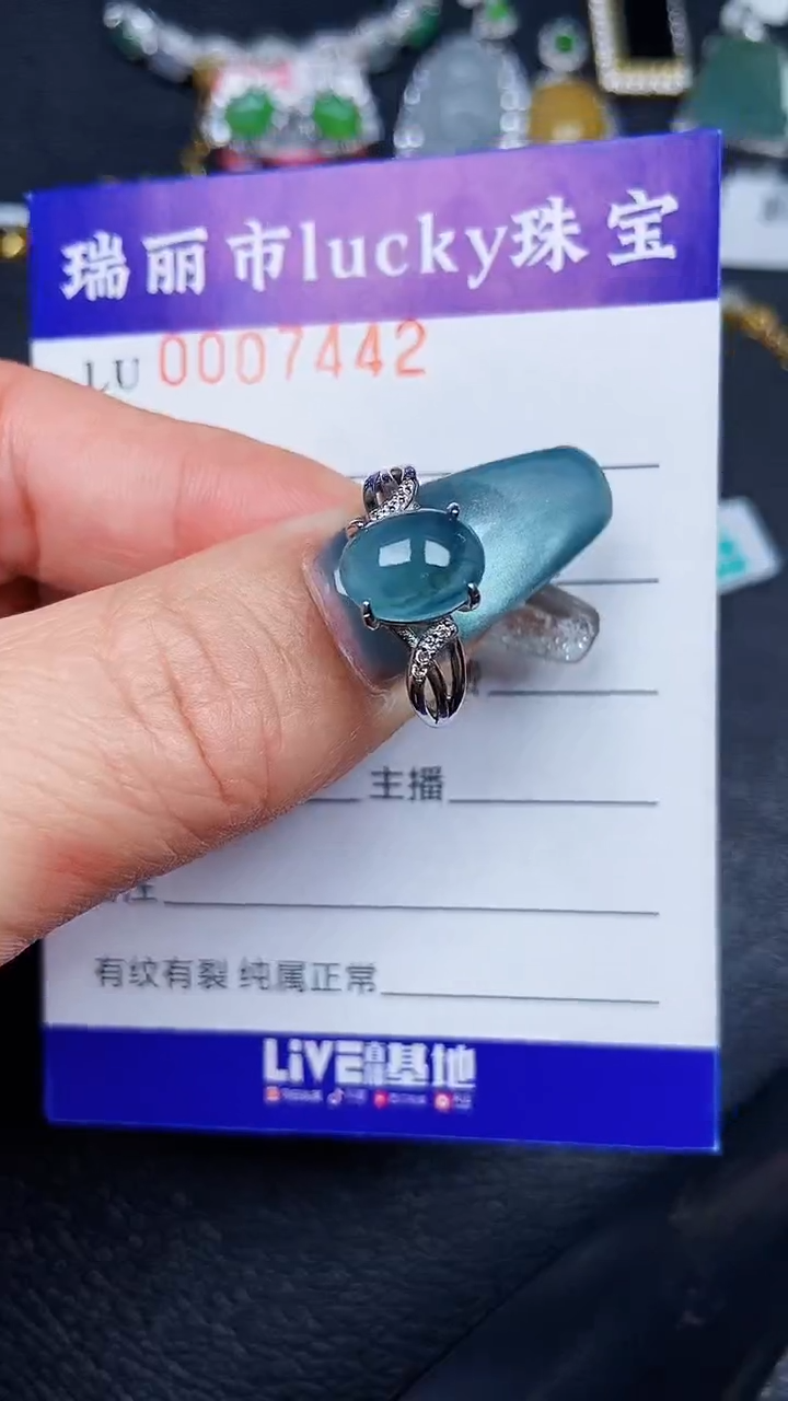 颈饰银S925镶嵌翡翠7442