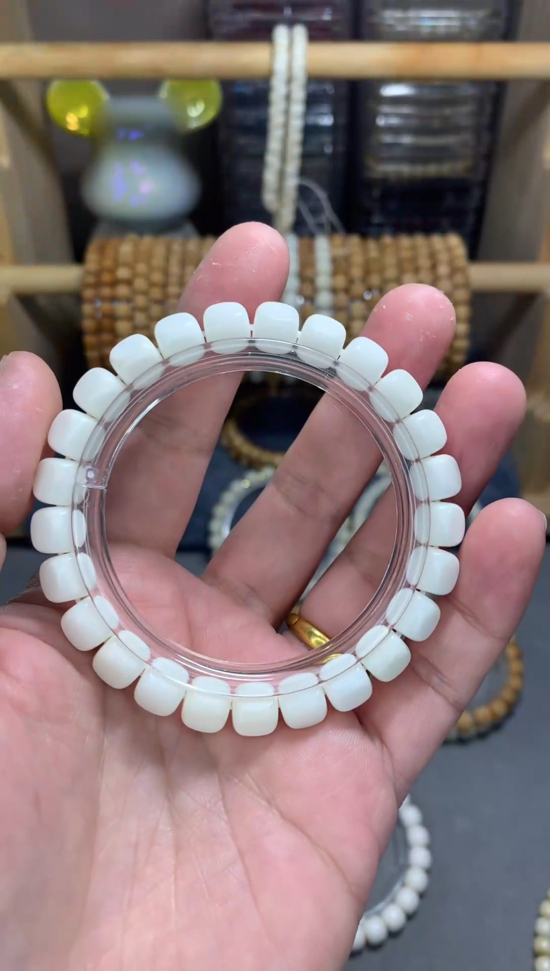 【闪购商品】白玉菩提手串白玉菩提雕刻卡9六方