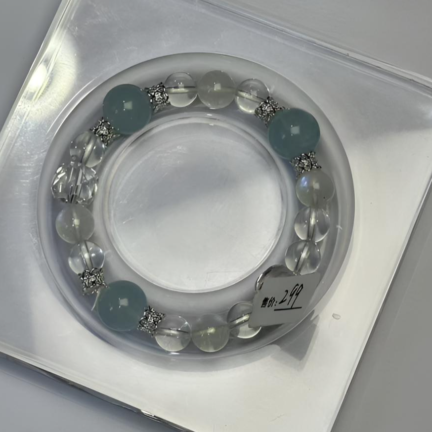 白色女海洋生物日韩系海蓝宝组合手串10-12mm