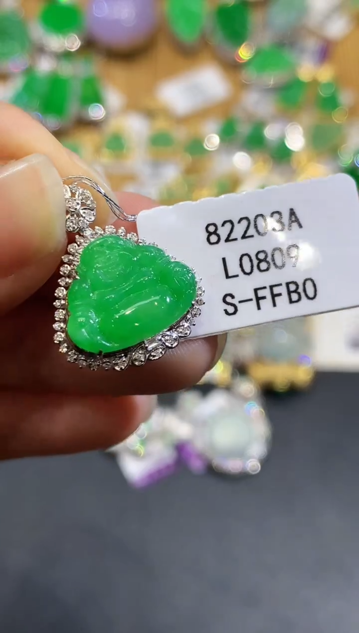 【闪购商品】翡翠吊坠(不含链)18K金镶嵌L0809