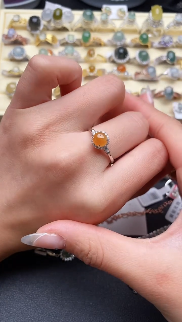 【闪购商品】翡翠戒指银S925镶嵌4444444+3