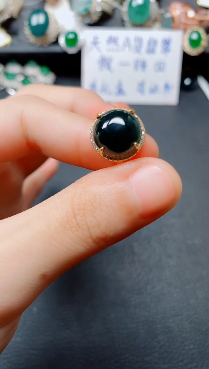 翡翠戒指银S925镶嵌翡翠