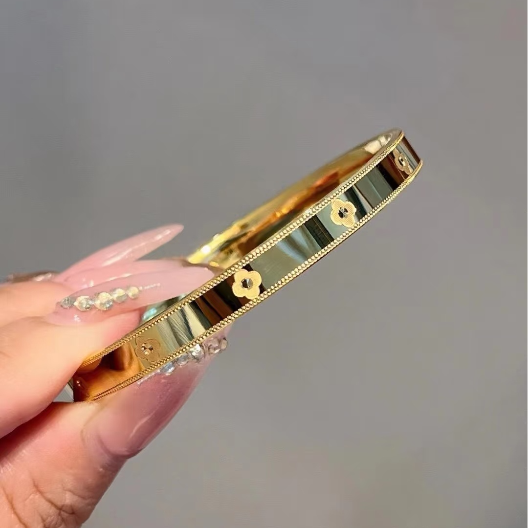 足银手镯 万花筒四叶草手镯