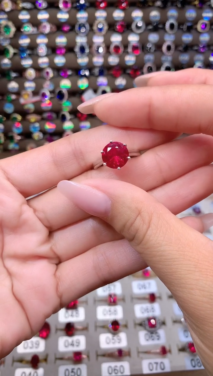 红宝石戒指银S925镶嵌10银色