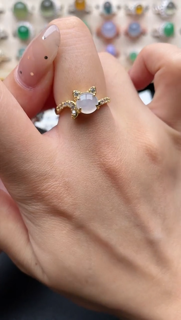 【闪购商品】翡翠戒指银S925镶嵌一物一证一礼盒