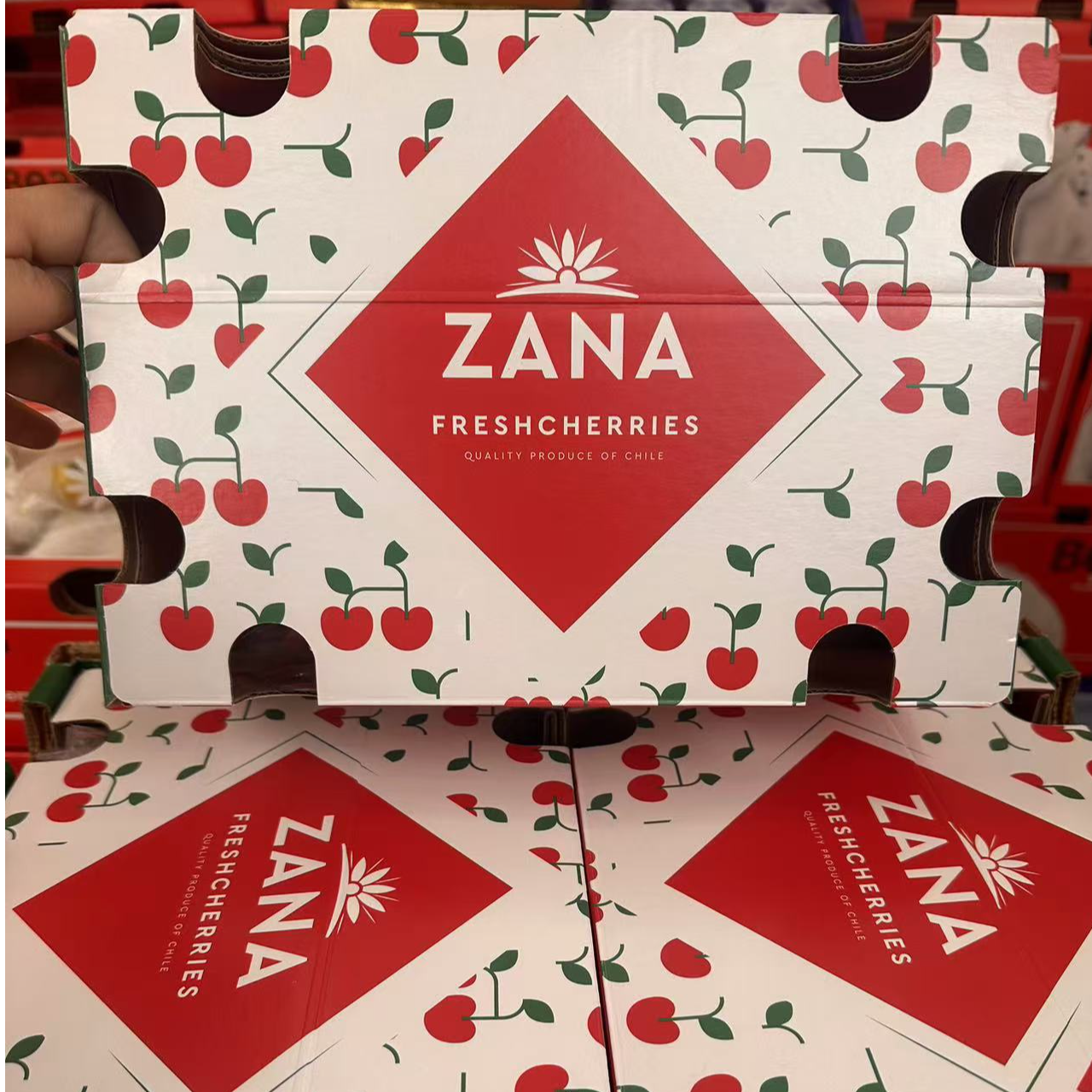 4-3JD(5斤装)ZANA智利进口车厘子脆甜果杆鲜绿 【贵州省内次日达】