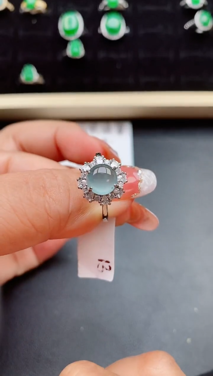 【闪购商品】翡翠戒指银S925镶嵌508080