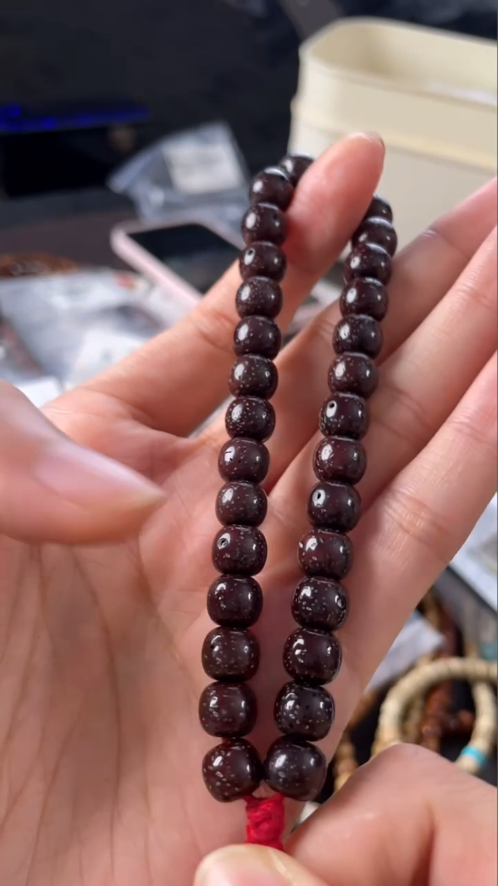 星月菩提手串精工级朱砂供桶珠8*7手持（大孔道）