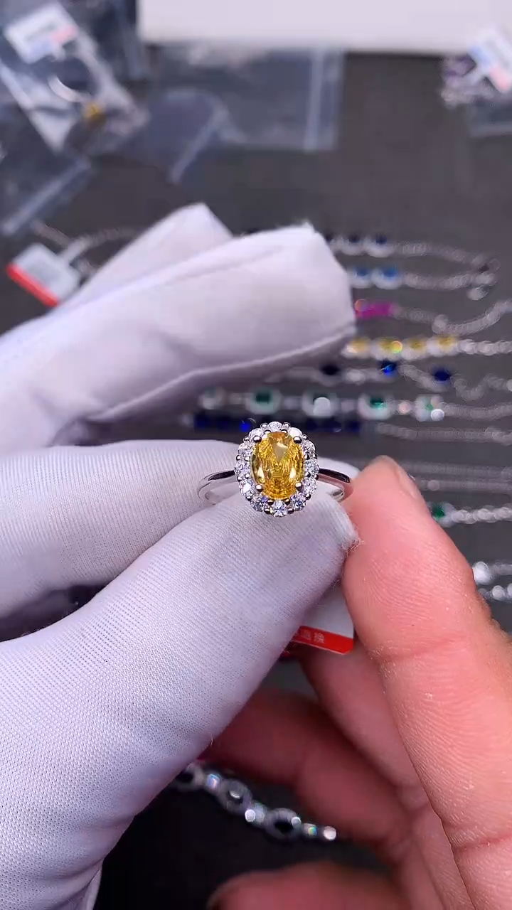 【闪购商品】彩色蓝宝石戒指银S925镶嵌...........