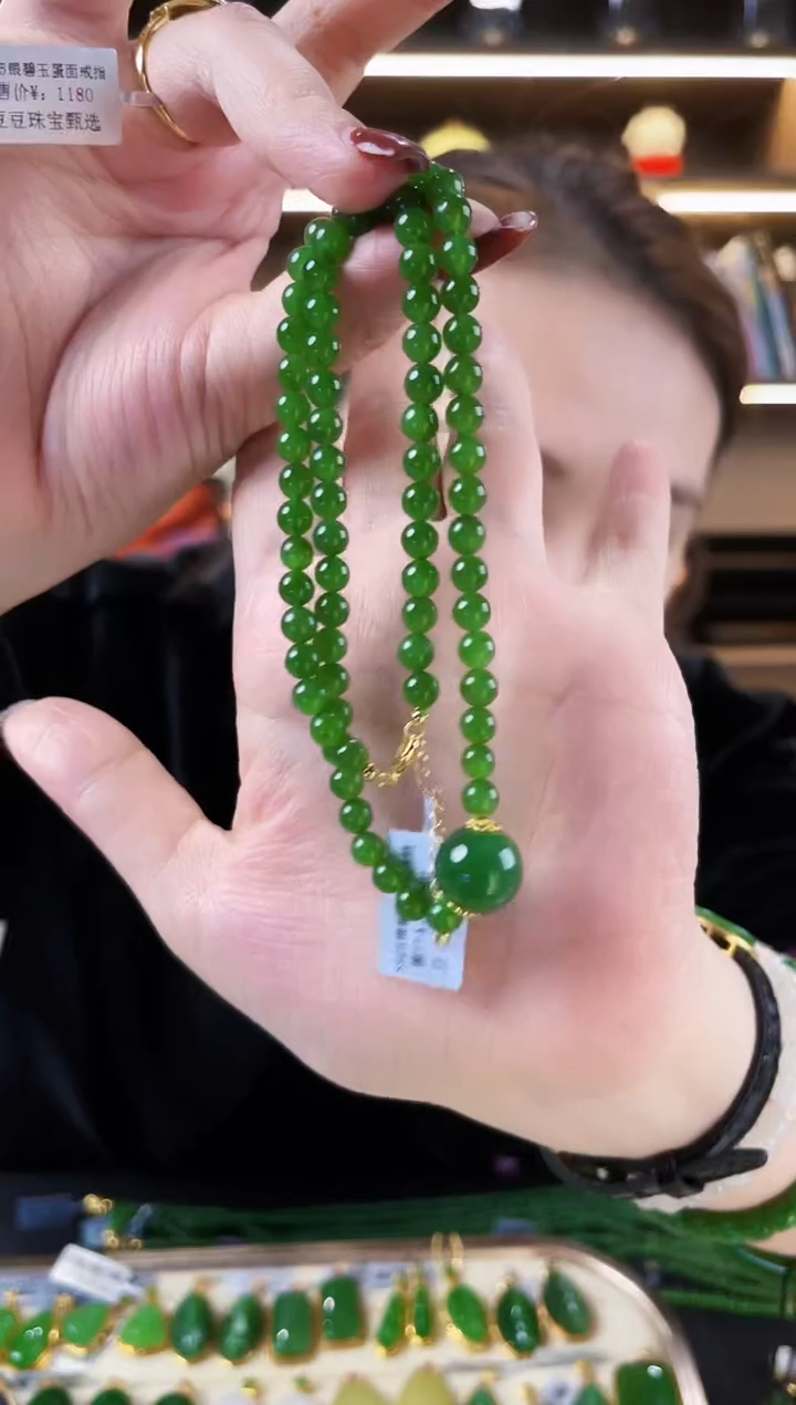 【闪购商品】和田玉·银S925镶嵌圆珠珠链一条