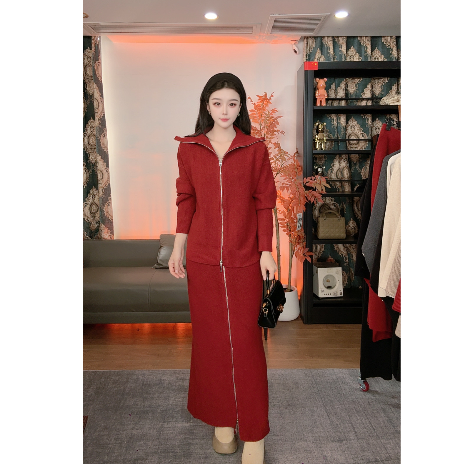 G.M休闲气质老钱风开衫套装#18100