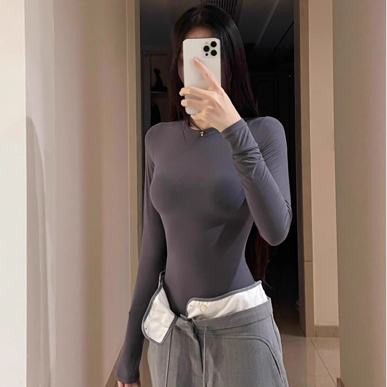 【消烦局长】正确版本~Fits Everybody 磨毛修身显瘦长袖打底衫上衣